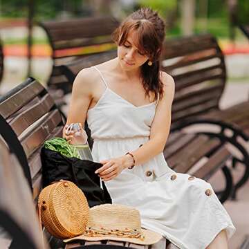 Ecoright Aesthetic Canvas Tote Bag for Women, Reusable Cotton Tote Bag for Grocery, Shopping, Beach ...