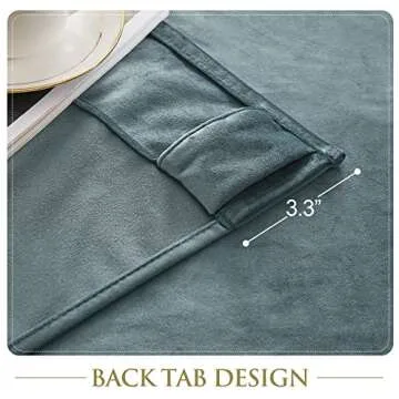 StangH Stone Blue Velvet Drapes - Room Darkening Window Curtains for Living Dining Room Nursery Kids Home Decor Thermal Insulated Back Tab Curtain Panels, W52 x L120, 2 Panels