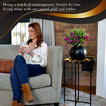 WALBROOK Gold Accent Table for Bedroom & Living Room