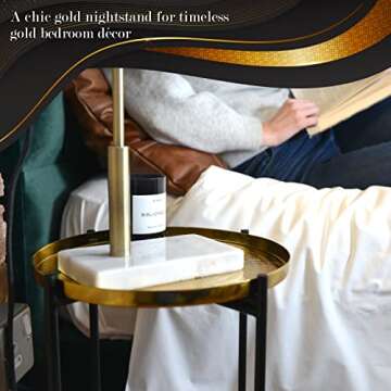 WALBROOK Gold Accent Table for Bedroom & Living Room