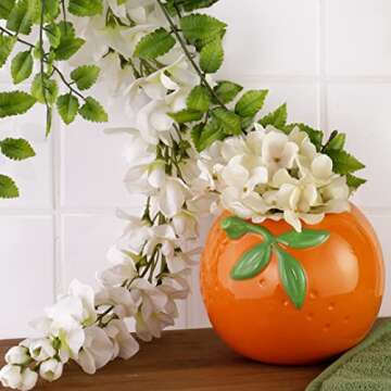 Steel Mill & Co Ceramic Orange Vase, Cute Flower Vase, Unique Vase for Office Supplies, Pen and Penc...