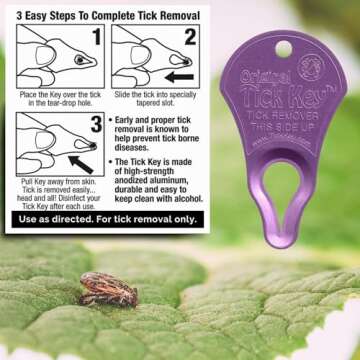 The Original Tick Key - Tick Detaching Device - Portable, Safe and Highly Effective Tick Detaching Tool (Magenta)