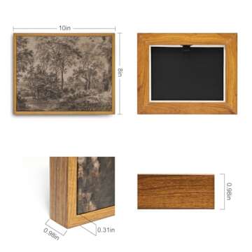 Roslynity Framed Canvas Wall Art Vintage Print Moody Wooded Landscape Paintings Watercolor Brown Dar...