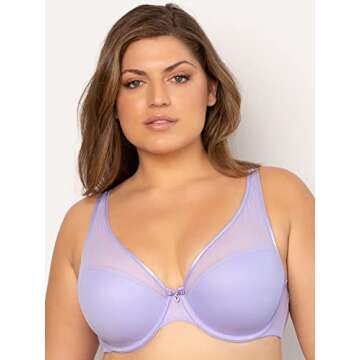 Curvy Couture Curvy Couture Women's Tulip Sexy Lace Plus Size Push Up Bra , Lavender Mist, 42DDD