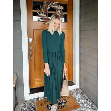 ZESICA Womens Spring Turtleneck Long Sleeve Sweater Dress Tie Waist Casual Loose Ribbed Knit A Line Midi Dresses,Teal,Medium