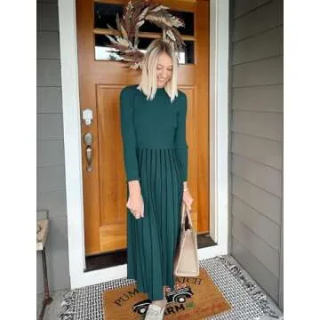 ZESICA Womens Spring Turtleneck Long Sleeve Sweater Dress Tie Waist Casual Loose Ribbed Knit A Line Midi Dresses,Teal,Medium