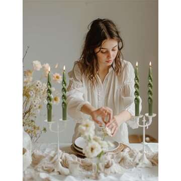 LPUSA Olive Spiral Taper Candles for Elegant Decor