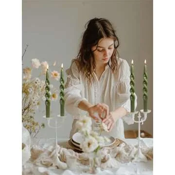 LPUSA Olive Spiral Taper Candles for Elegant Decor