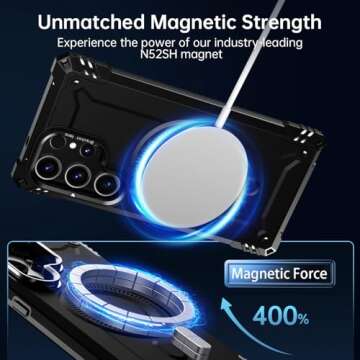 FUNMIKO for Samsung Galaxy S25 Ultra Case,Wireless Charging Compatible,Built-in Hidden Metal Kickstand,Military-Grade Shockproof Protective Phone Cover for Men Women Girls,Black