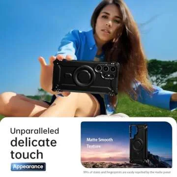 FUNMIKO for Samsung Galaxy S25 Ultra Case,Wireless Charging Compatible,Built-in Hidden Metal Kickstand,Military-Grade Shockproof Protective Phone Cover for Men Women Girls,Black