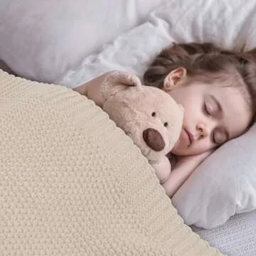 CozeCube Beige Throw Blanket - Soft Cozy Cable Knit for Couch, Bed, Sofa & Living Room - Lightweight, Warm & Decorative - Farmhouse & Christmas Knitted Throw - 50"x60"