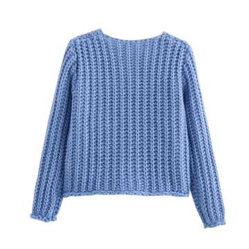 Hixiaohe Crochet Cardigan Sweater for Women Long Sleeve Button Down Chunky Knit Tops Womens Clothes ...