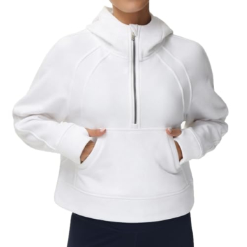 THE GYM PEOPLE Women’s Hoodies Half Zip Long Sleeve Fleece Crop Pullover Sweatshirt with Pockets T...