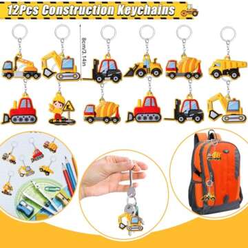 Winrayk Construction Party Favors Birthday Party Supplies, Truck Toy Gift Bag Silicone Wristband Keychain Tattoo Sticker, Kids Boys Girls Construction Games Goodie Bag Stuffers Fillers Classroom Prize