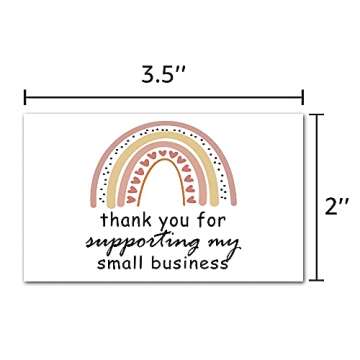 JioJio Chan 50 Rainbow Themd Thank You for Supporting My Small Business Thank You Cards (3.5 x 2 Inc...