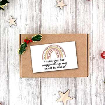 JioJio Chan 50 Rainbow Themd Thank You for Supporting My Small Business Thank You Cards (3.5 x 2 Inches) for Online, Retail Store, Handmade Goods, Customer Package Inserts