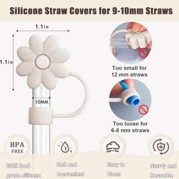 SEMATA Flower Straw Covers Toppers for Stanley Cups 30&40 Oz Tumbler with Handle Accessories 4PCS Si...
