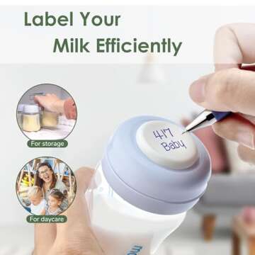 Maymom Screw Lids Aka Travel Caps with Rewritable Sealing Disc Compatible with Avent Bottle, Maymom Wide Mouth Bottles; Cap Replace Avent Natural Bottle Sealing Ring and Sealing Disc, 6pcs. (Blue)