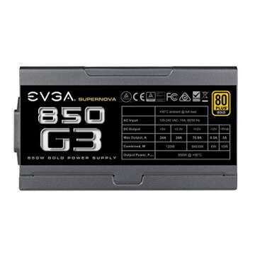 EVGA 850 G3 Power Supply - 80 Plus Gold, Modular Design