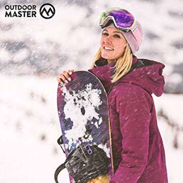 OutdoorMaster OTG Ski Goggles - Over Glasses Ski/Snowboard Goggles for Men, Women & Youth - 100% UV Protection (White Frame + VLT 44% Purple Lens with Full REVO Red)