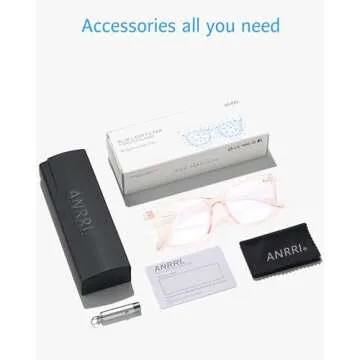 ANRRI Blue Light Blocking Computer Glasses Anti Eyestrain UV Filter Lens Lightweight Pink Frame Eyeglasses for Women(Clear Pink)