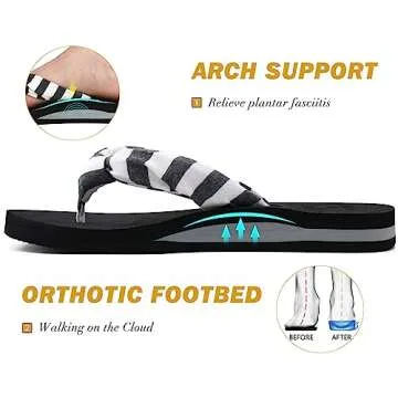 KuaiLu Women Flip Flops - Comfortable Arch Support Sandals