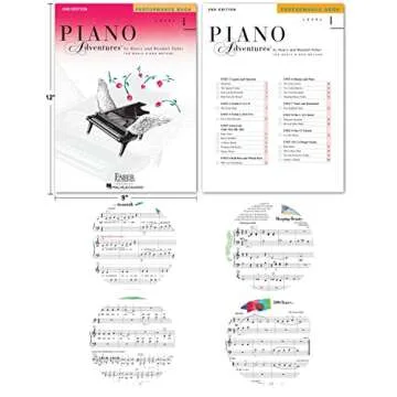 Piano Adventures Level 1 2nd Edition Bundle Set By Nancy Faber - Lesson, Theory, Performance, Technique & Artistry Books & Juliet Music Piano Keys 88/61/54/49 Full Set Removable Sticker