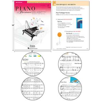 Piano Adventures Level 1 2nd Edition Bundle Set By Nancy Faber - Lesson, Theory, Performance, Technique & Artistry Books & Juliet Music Piano Keys 88/61/54/49 Full Set Removable Sticker