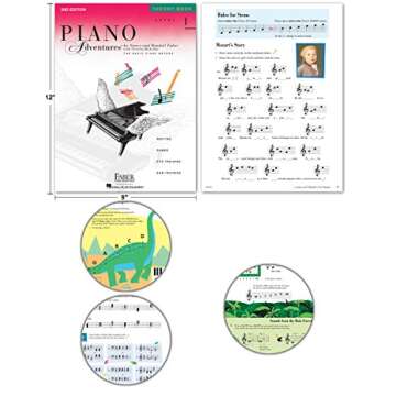 Piano Adventures Level 1 2nd Edition Bundle Set By Nancy Faber - Lesson, Theory, Performance, Technique & Artistry Books & Juliet Music Piano Keys 88/61/54/49 Full Set Removable Sticker