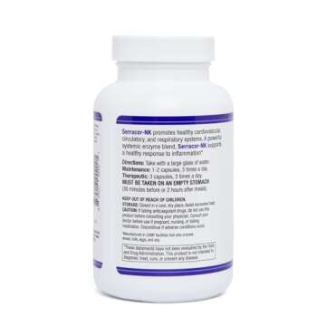 Serracor-NK – 300 Vegetarian Capsules – Circulatory and Respiratory Support – Natural Systemic Enzymes Formula – Contains Acid-Resistant Serrapeptase & Acid-Resistant Nattokinase