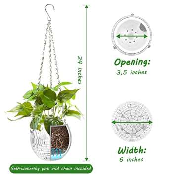 Disco Ball Planter for Indoor Outdoor | Self Watering Hanging Flower Pot | 6'' Unique Boho Vase Home...