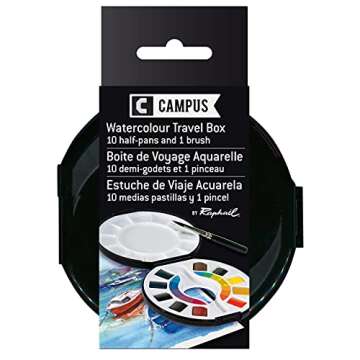 Raphael Campus Watercolor Pan Travel Set - Compact & Ergonomic, 10 Colors