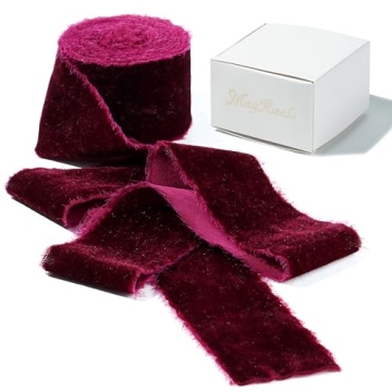 MAYREEL Burgundy Velvet Ribbon for Weddings and Crafts