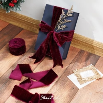 MAYREEL Burgundy Velvet Ribbon for Weddings and Crafts