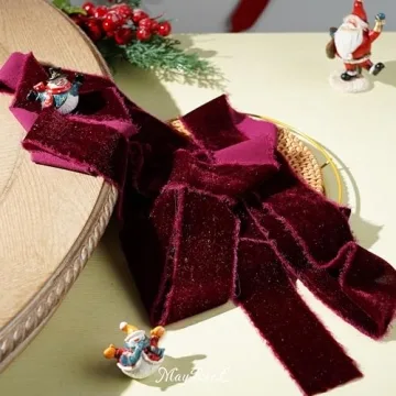 MAYREEL Burgundy Velvet Ribbon for Weddings and Crafts