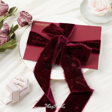 MAYREEL Burgundy Velvet Ribbon for Weddings and Crafts