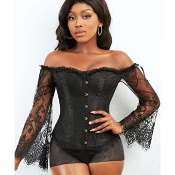 SZIVYSHI Black Corset - Chic Long Sleeve Corset Top