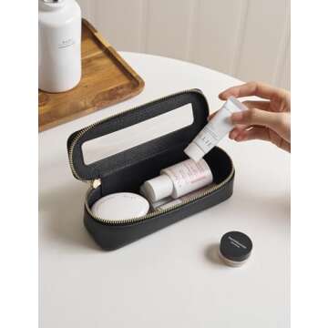 Popvibe Makeup Brush Travel Case Slim Makeup Bag for Women Clear Cosmetic Bag Cute Makeup Case Black Toiletry Bag for Traveling Transparent Car Makeup Bag Aesthetic Makeup Brush Bag