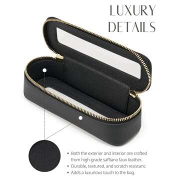 Popvibe Makeup Brush Travel Case Slim Makeup Bag for Women Clear Cosmetic Bag Cute Makeup Case Black Toiletry Bag for Traveling Transparent Car Makeup Bag Aesthetic Makeup Brush Bag