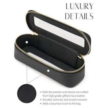 Popvibe Makeup Brush Travel Case Slim Makeup Bag for Women Clear Cosmetic Bag Cute Makeup Case Black Toiletry Bag for Traveling Transparent Car Makeup Bag Aesthetic Makeup Brush Bag