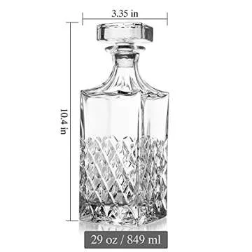 LIGHTEN LIFE 29oz Crystal Whiskey Decanter with Stopper, Non-Lead, 828ml, Clear, Durable, Dishwasher...