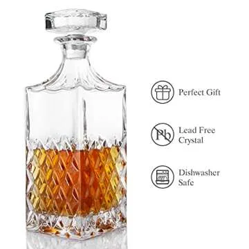  LIGHTEN LIFE Crystal Whiskey Decanter 29oz - Elegant Gift