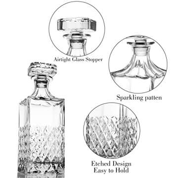  LIGHTEN LIFE Crystal Whiskey Decanter 29oz - Elegant Gift