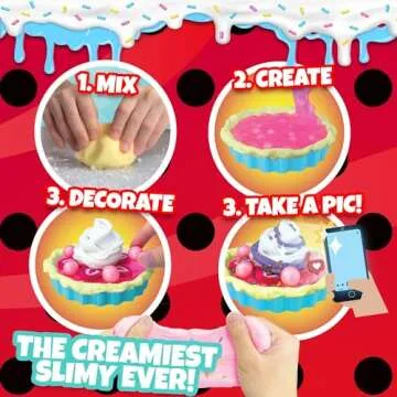 Miraculous Ladybug Sprinkles n' Slimy Kit - DIY Jelly Pie Slime with Pie Plate, Slime, Fruit Slices, Toppings - Fun and Creative Craft Kit, Role Play Toys for Kids - Safe & Non-Toxic Ingredients