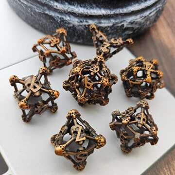 AJKDEUIH Metal DND Skull Dice Set Hollow D&D Dungeons and Dragons Gifts D20 D6 Polyhedron Dice Trpg ...
