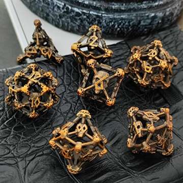 AJKDEUIH Metal Skull Dice Set for D&D Games