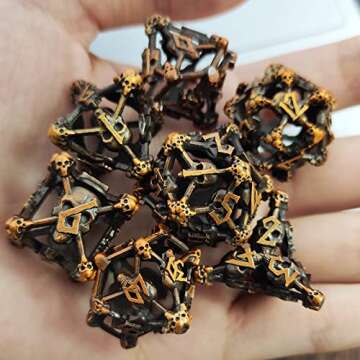 AJKDEUIH Metal Skull Dice Set for D&D Games
