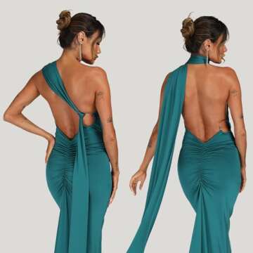ABYOVRT Women Sexy Backless Bodycon Sleeveless Open Back Maxi Dress Going Out Elegant Party Cocktail...