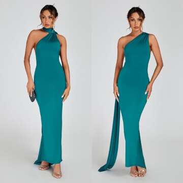 ABYOVRT Women Sexy Backless Bodycon Sleeveless Open Back Maxi Dress Going Out Elegant Party Cocktail Long Dress (B-Green, S)