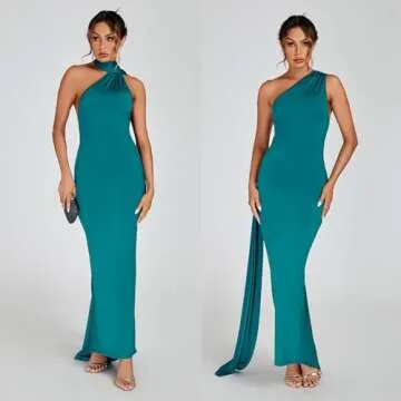 ABYOVRT Women Sexy Backless Bodycon Sleeveless Open Back Maxi Dress Going Out Elegant Party Cocktail Long Dress (B-Green, S)